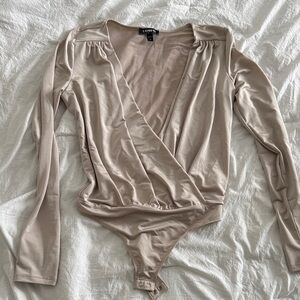 Express Satin Top in Light Beige